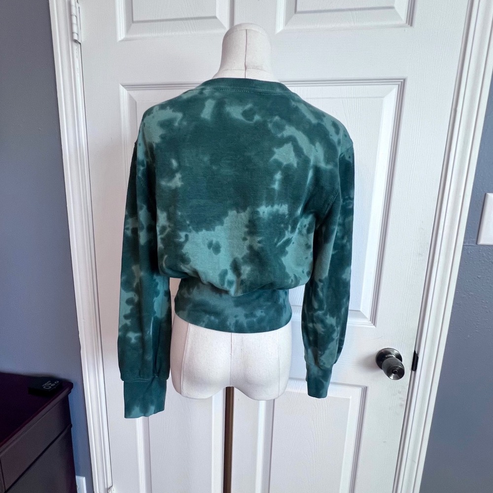 Keith Haring Green Tie Dye Graphic Sweatshirt Cropped Crewneck Large - Picture 3 of 8
